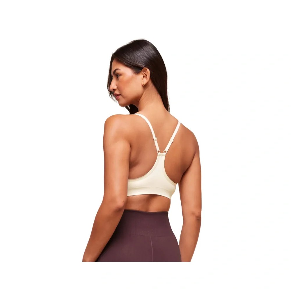 Gymshark Everyday Seamless Racerback Sports Bra - Light Support Soft White - HypeFly India View 2