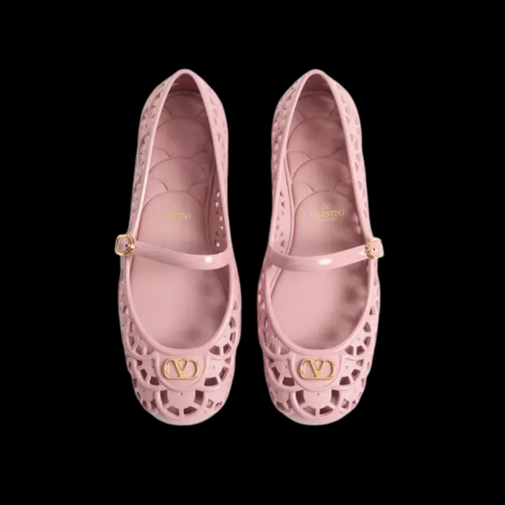 Valentino Ondette Rubber Ballerina With Scallop Pattern 05mm Pink - HypeFly India View 2