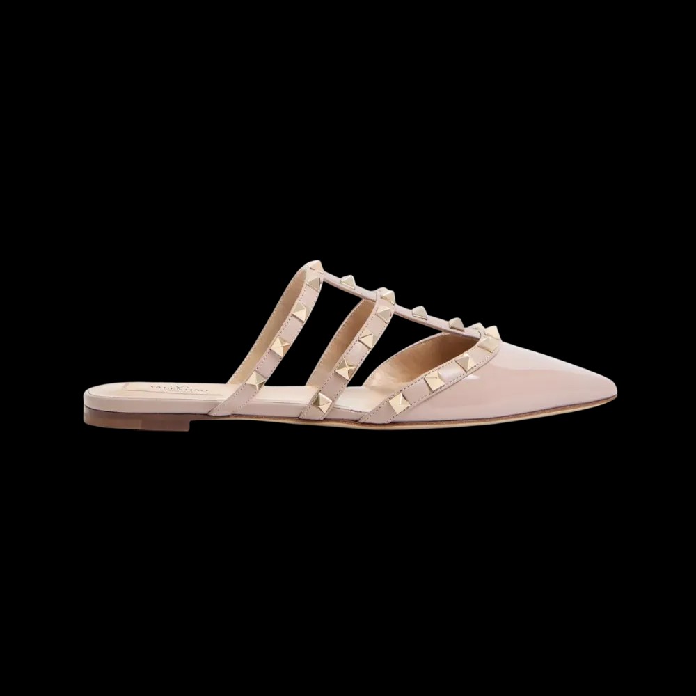 Valentino Patent Rockstud Ballet Mule Poudre - HypeFly India View 1