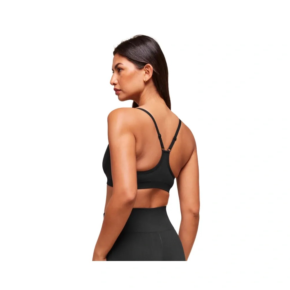 Gymshark Everyday Seamless Racerback Sports Bra - Light Support Black - HypeFly India View 2