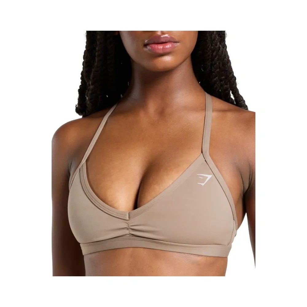 Gymshark Minimal Sports Bra- Light Support Lifestyle Brown - HypeFly India View 4