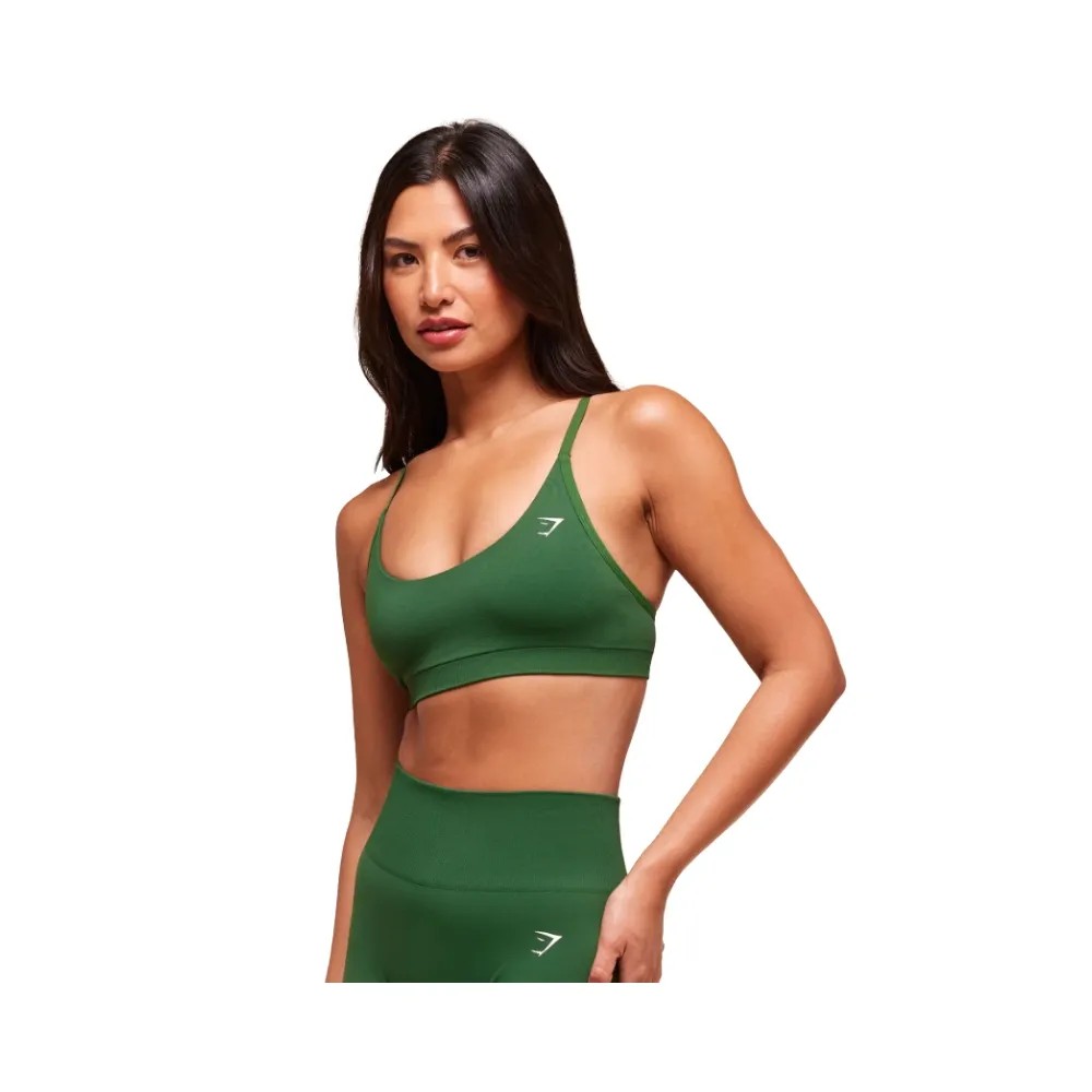 Gymshark Everyday Seamless Racerback Sports Bra - Light Support Athletic Green - HypeFly India View 3