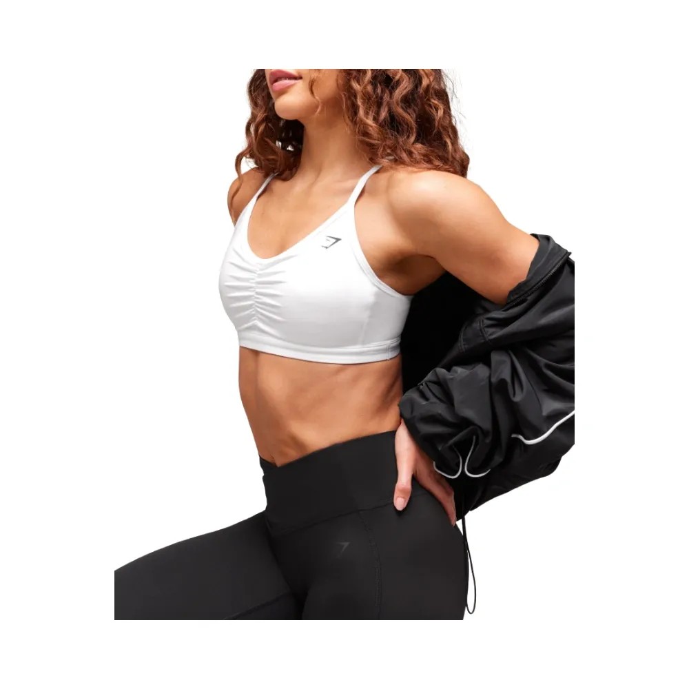 Gymshark Ruched Sports Bra - Medium Support White - HypeFly India View 3