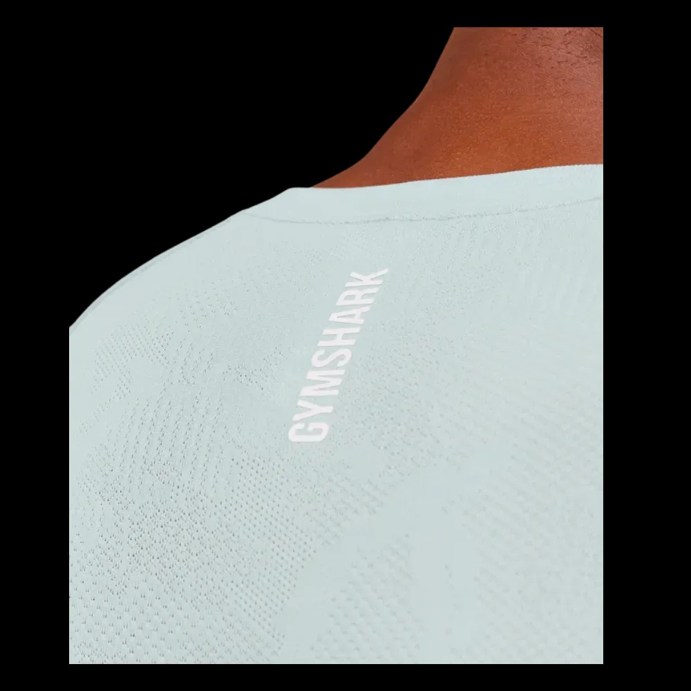Gymshark Geo Seamless Long Sleeve T-Shirt Smoke Blue - HypeFly India View 3