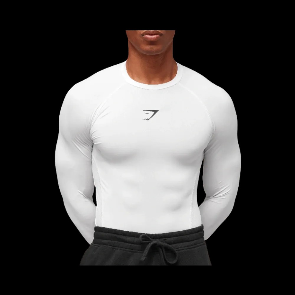 Gymshark Element Baselayer Long Sleeve T-Shirt White - HypeFly India View 2