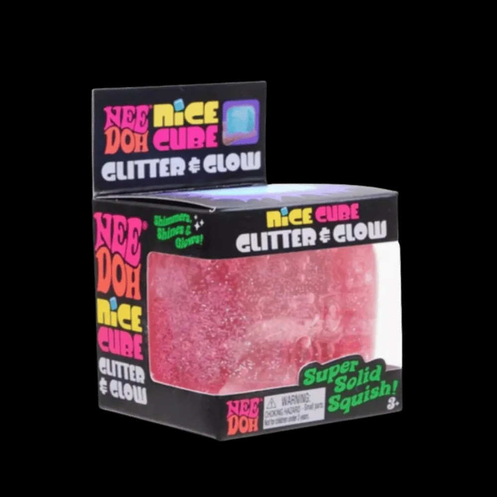 NeeDoh Nice Cube Glitter and Glow Squishy Fidget Toy Pink - HypeFly India View 1