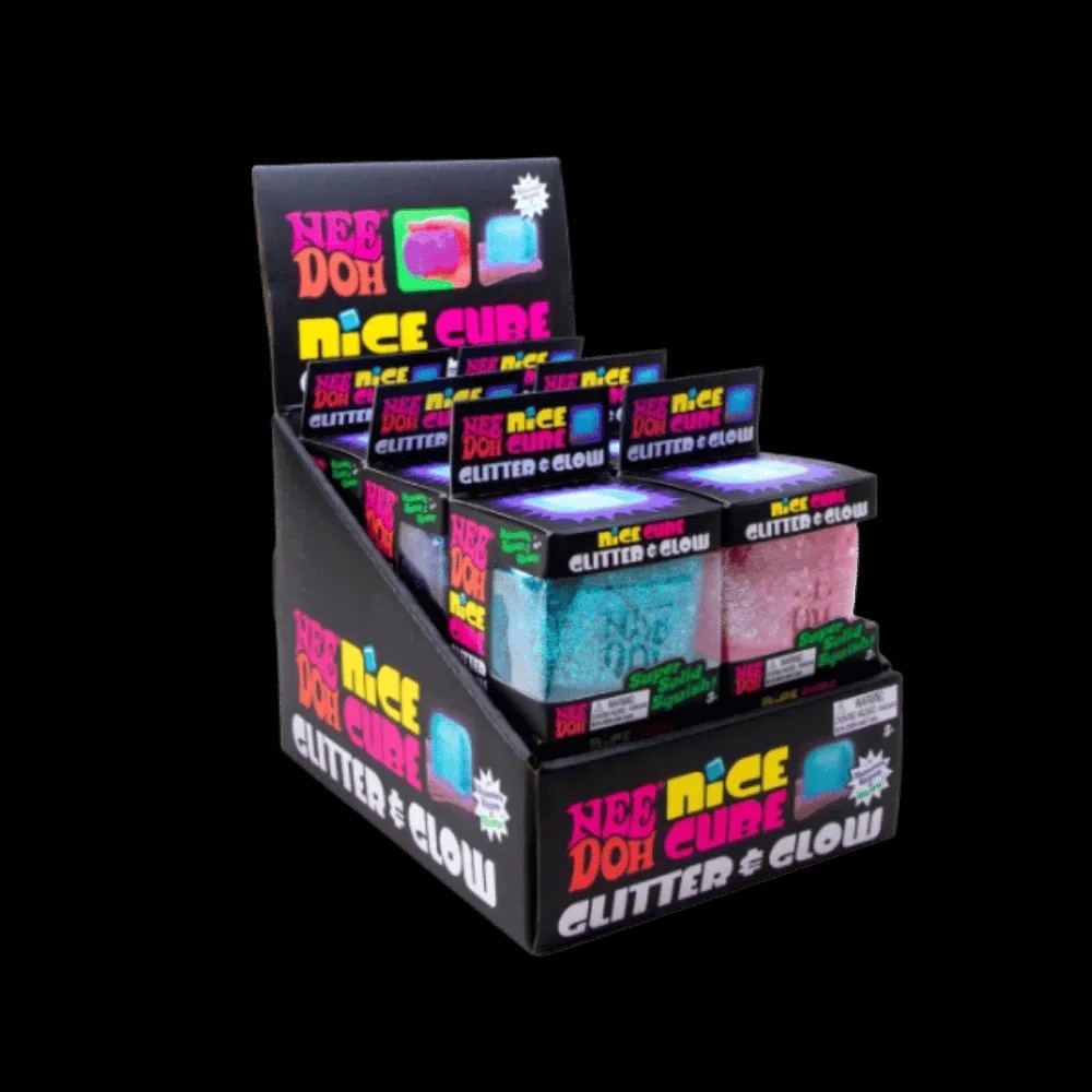 NeeDoh Nice Cube Glitter and Glow Squishy Fidget Toy Pink - HypeFly India View 2