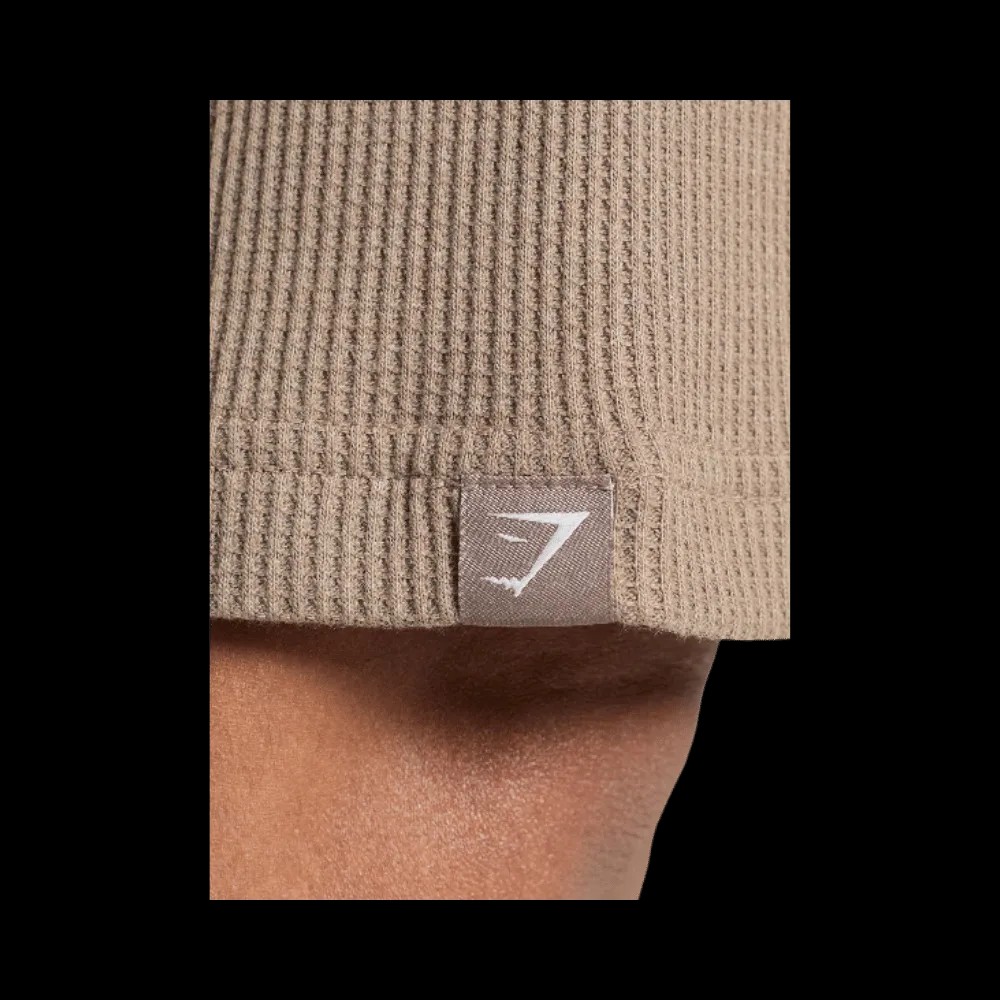 Gymshark Waffle Oversized T-Shirt Lifestyle Brown - HypeFly India View 5