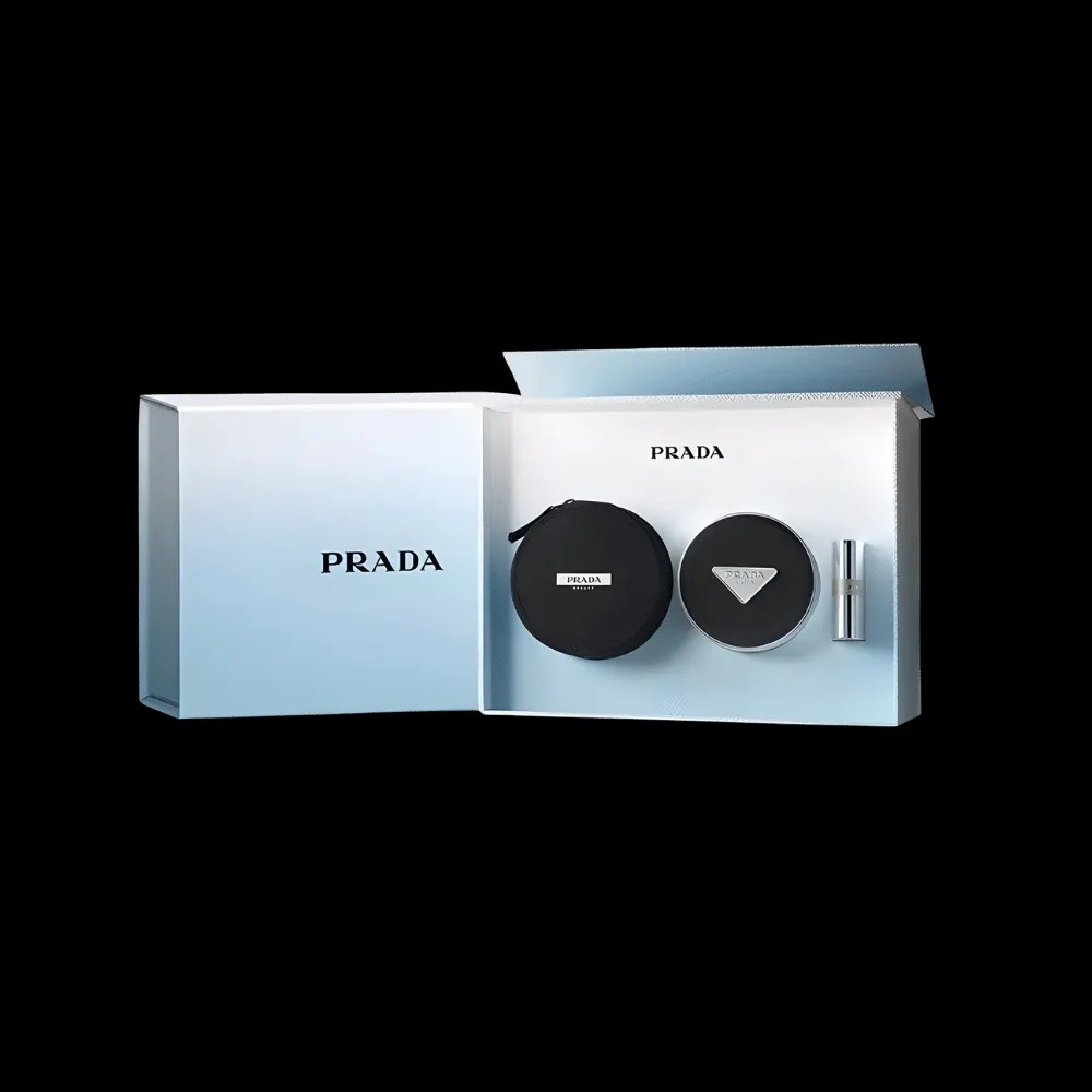 Prada 2026 New Year Limited Edition Nylon Cushion Foundation Clean Blue Makeup Gift Set - HypeFly India View 1