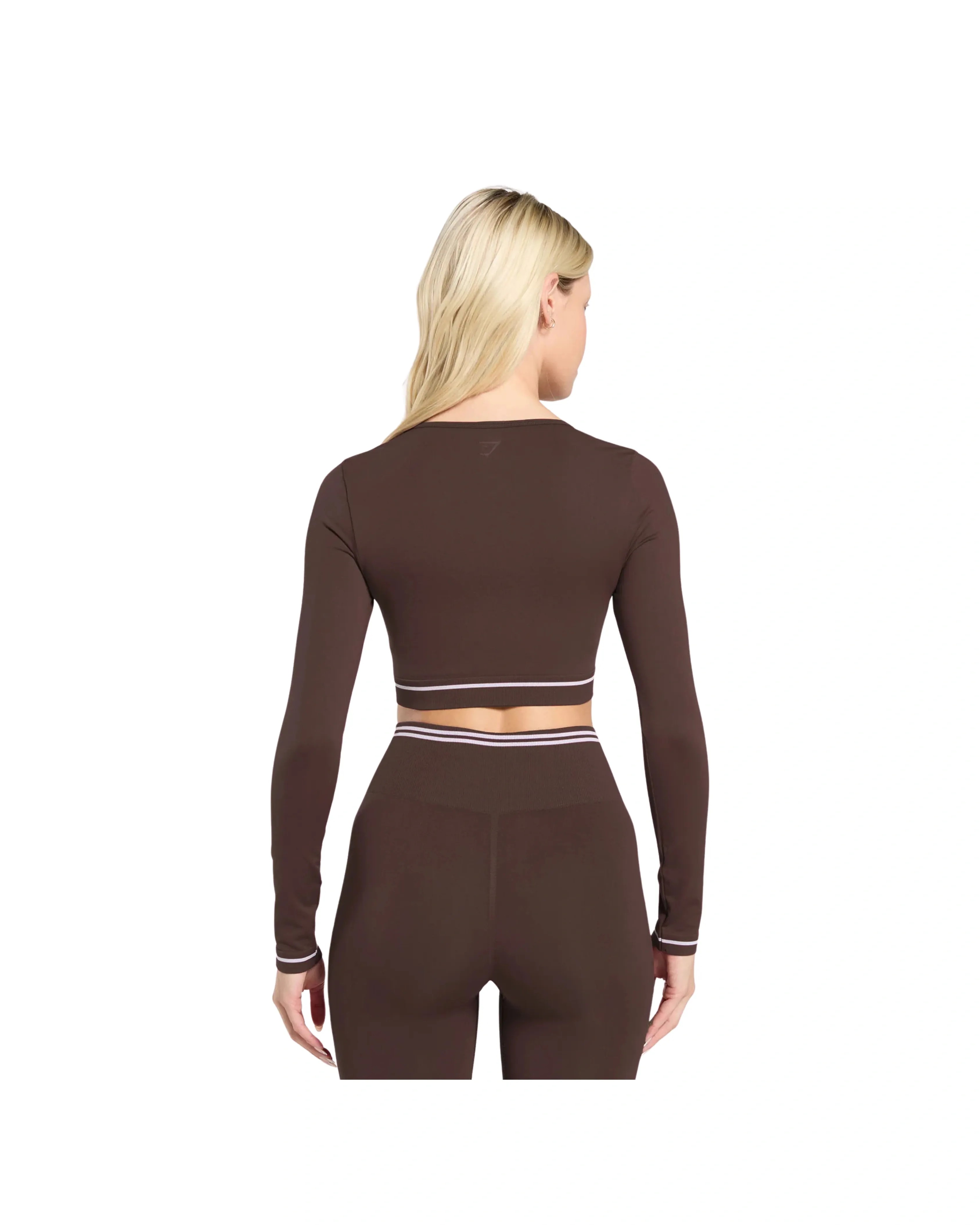 Gymshark Contrast Seamless Crop Top Heritage Brown - HypeFly India View 2