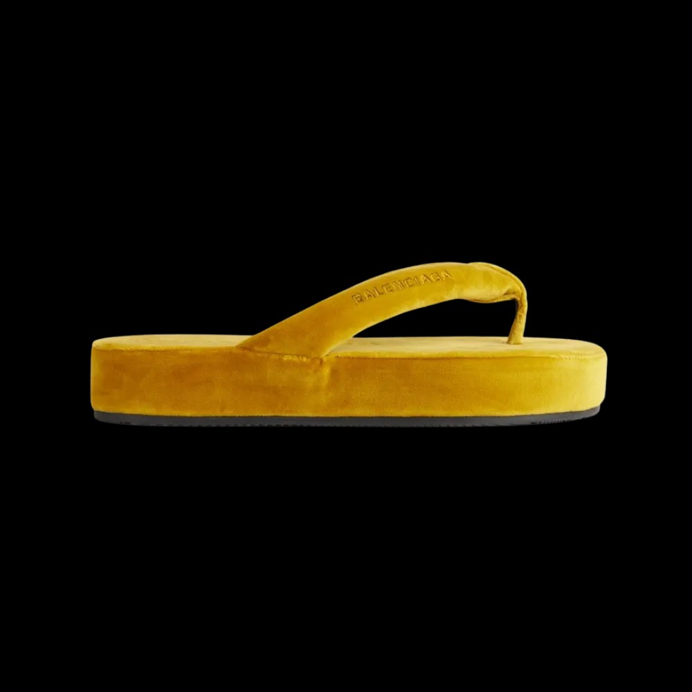 Balenciaga Jet Lag Thong In Mustard - HypeFly India View 1