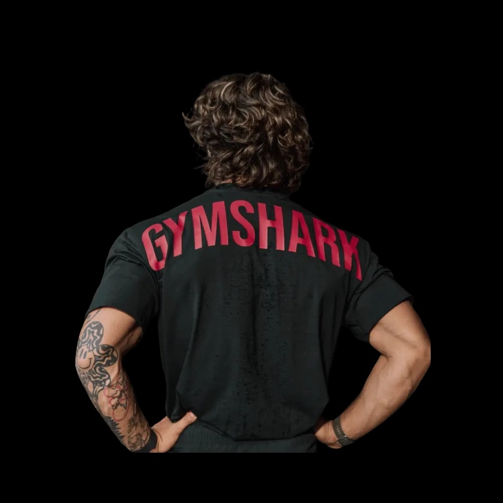 Gymshark Power T-Shirt Oversized Fit Black/Conditioning Red - HypeFly India View 4