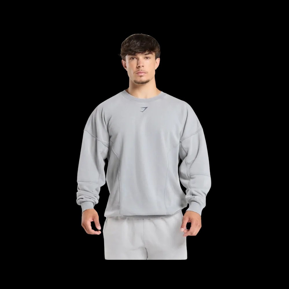 Gymshark Heritage Washed Crew Oversized Fit Denim Grey - HypeFly India View 3
