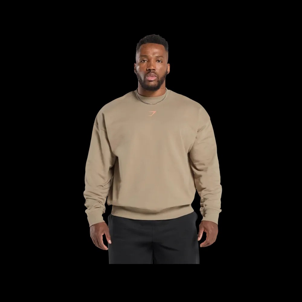 Gymshark Trophy Graphic Crew Oversized Fit Cement Brown - HypeFly India View 3