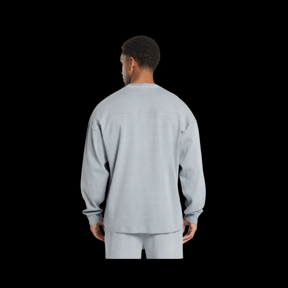 Gymshark Heavyweight Rib Crew Oversized Fit Denim Grey - HypeFly India View 3