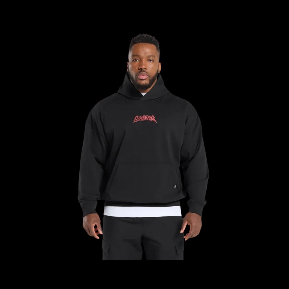 Gymshark Metal Lifting Graphic Hoodie Oversized Fit Black - HypeFly India View 3