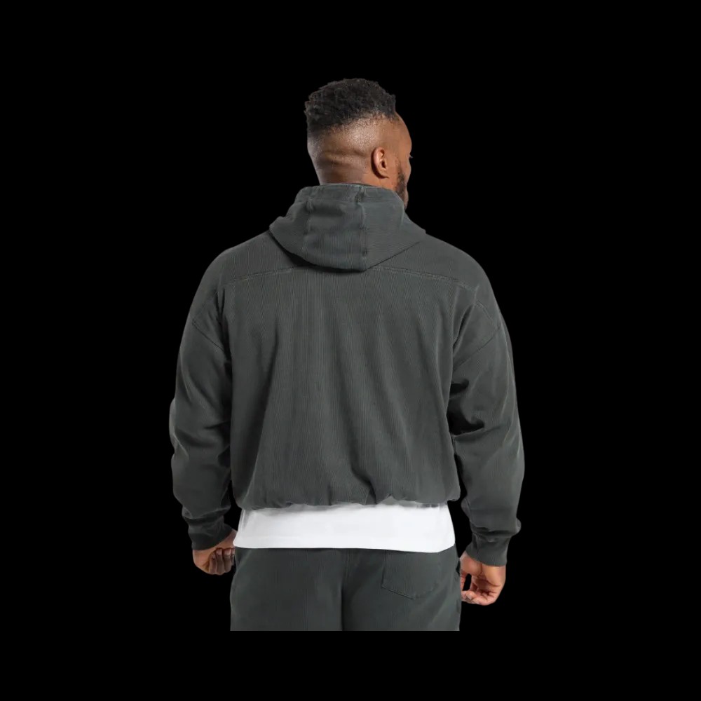 Gymshark Heavyweight Rib Hoodie Oversized Fit Asphalt Grey - HypeFly India View 4