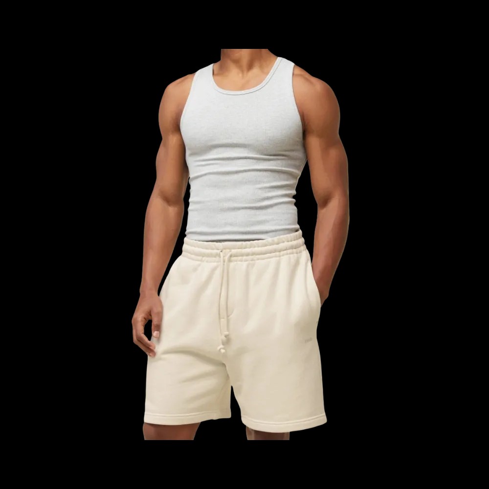 Gymshark Everywear Sweat Shorts Regular Fit Oat White - HypeFly India View 5