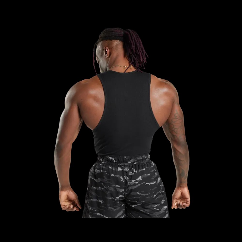 Gymshark Ribbed Tank 1PK Muscle Fit Black - HypeFly India View 1