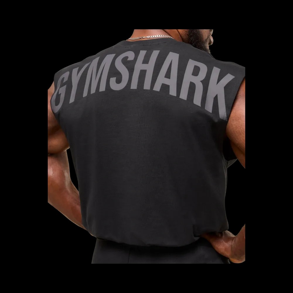 Gymshark Power Cut Off Tank Oversized Fit Black - HypeFly India View 4