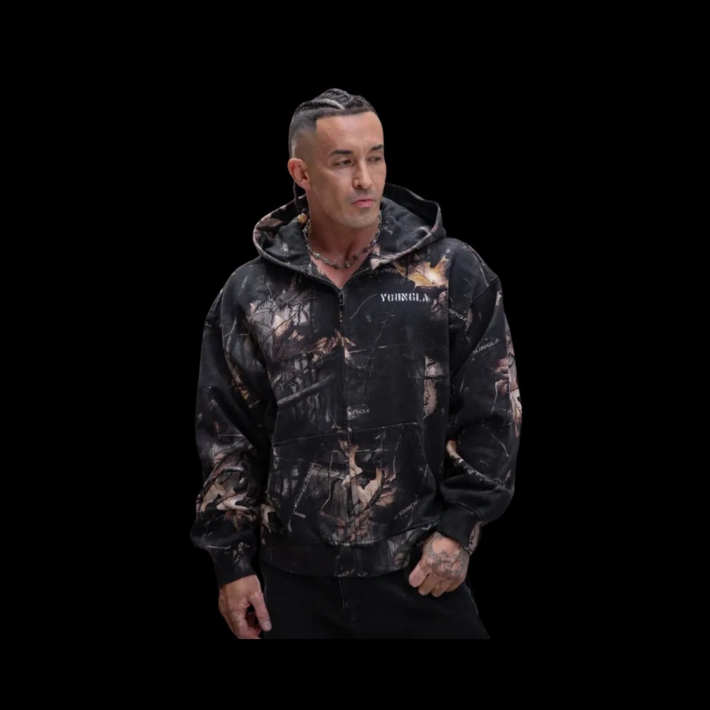 YoungLA Tree Camo Collection Zip Up Black Tree Camo - HypeFly India View 2