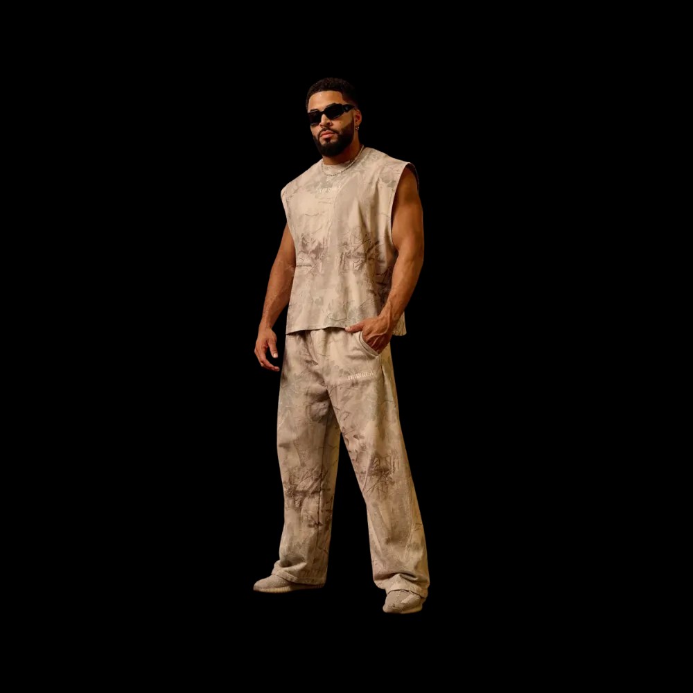 YoungLA Tree Camo Collection No Cuff Sweats Beige Tree Camo - HypeFly India View 3