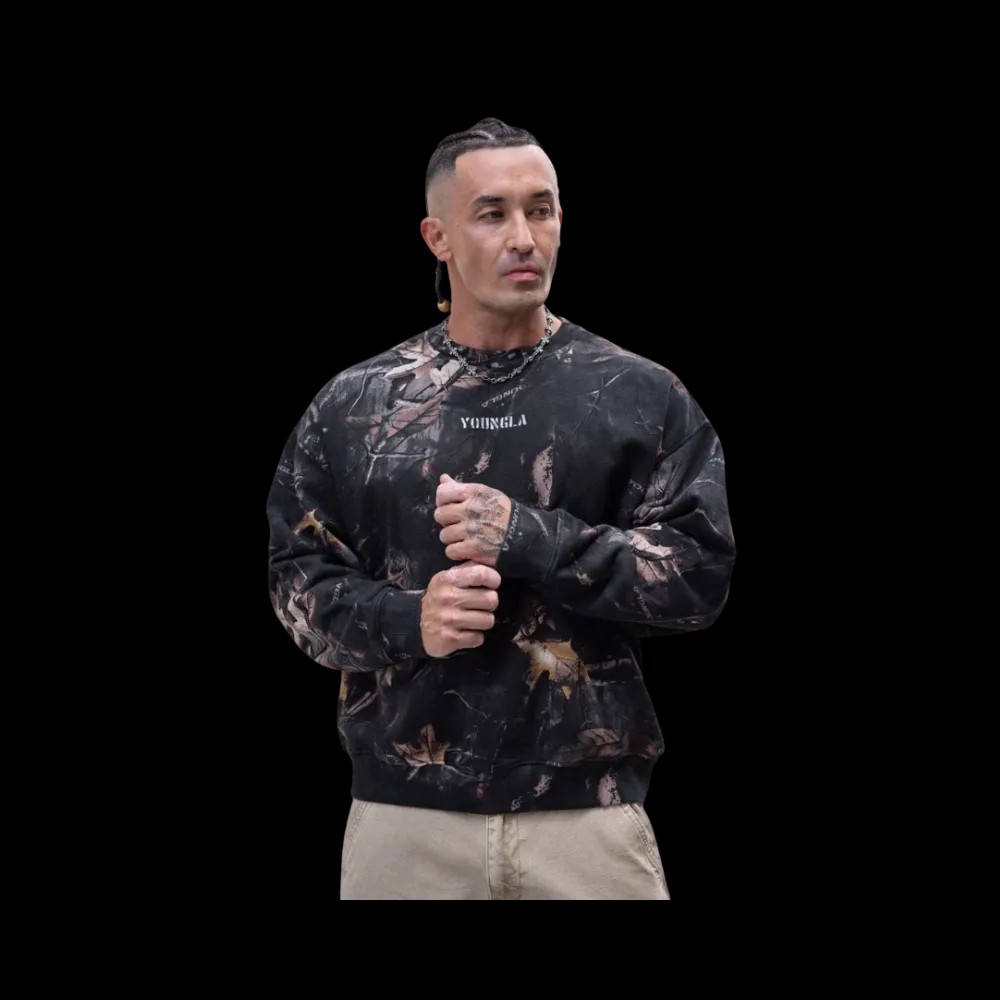 YoungLA Tree Camo Collection Crewnecks Black Tree Camo - HypeFly India View 2