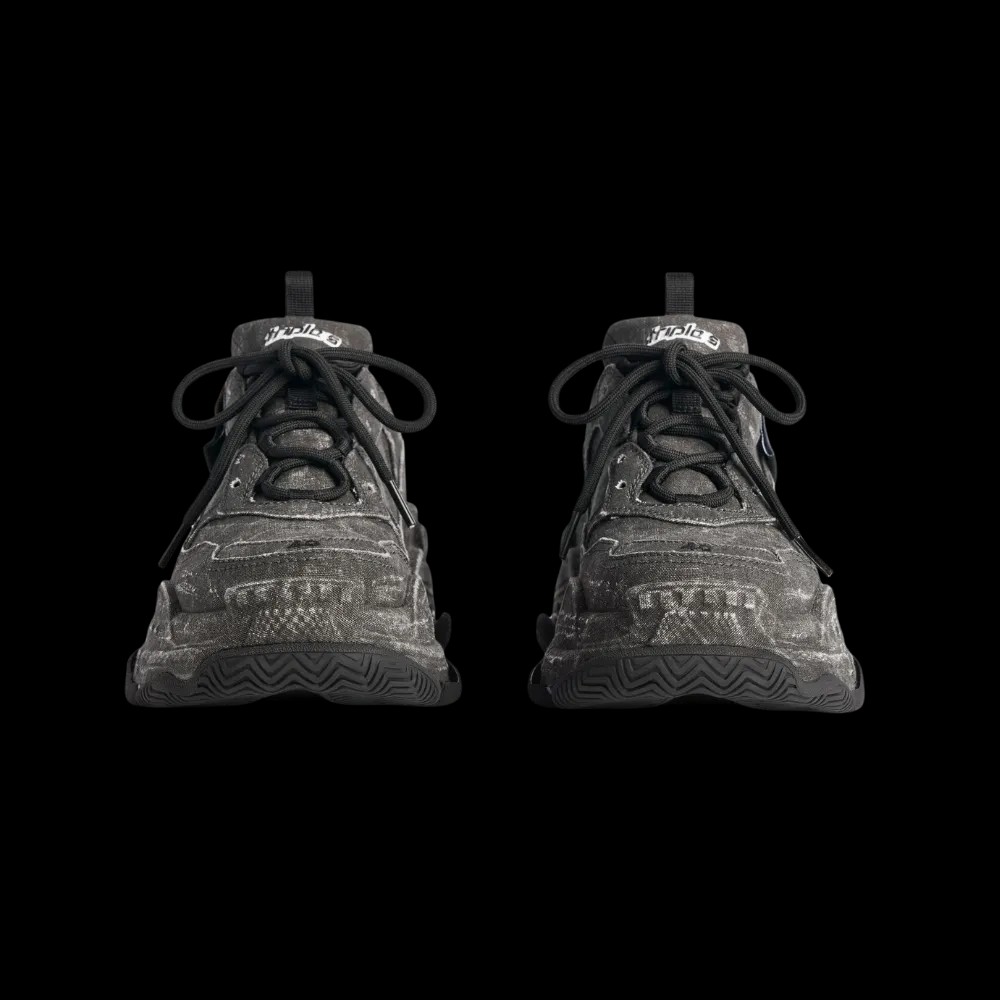 Balenciaga Triple S Canvas Sneaker In Black - HypeFly India View 4