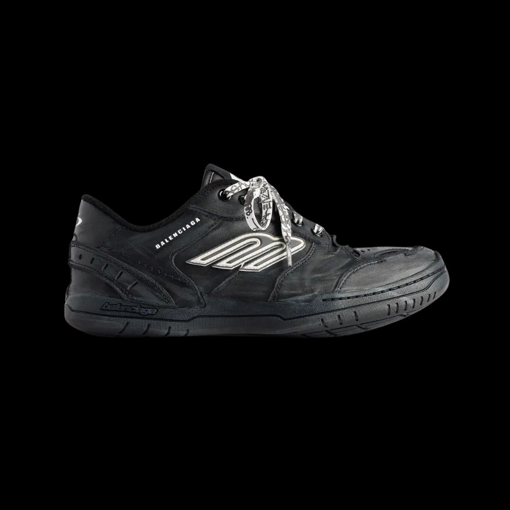 Balenciaga Hamptons Worn-Out Sneaker In Black - HypeFly India View 1