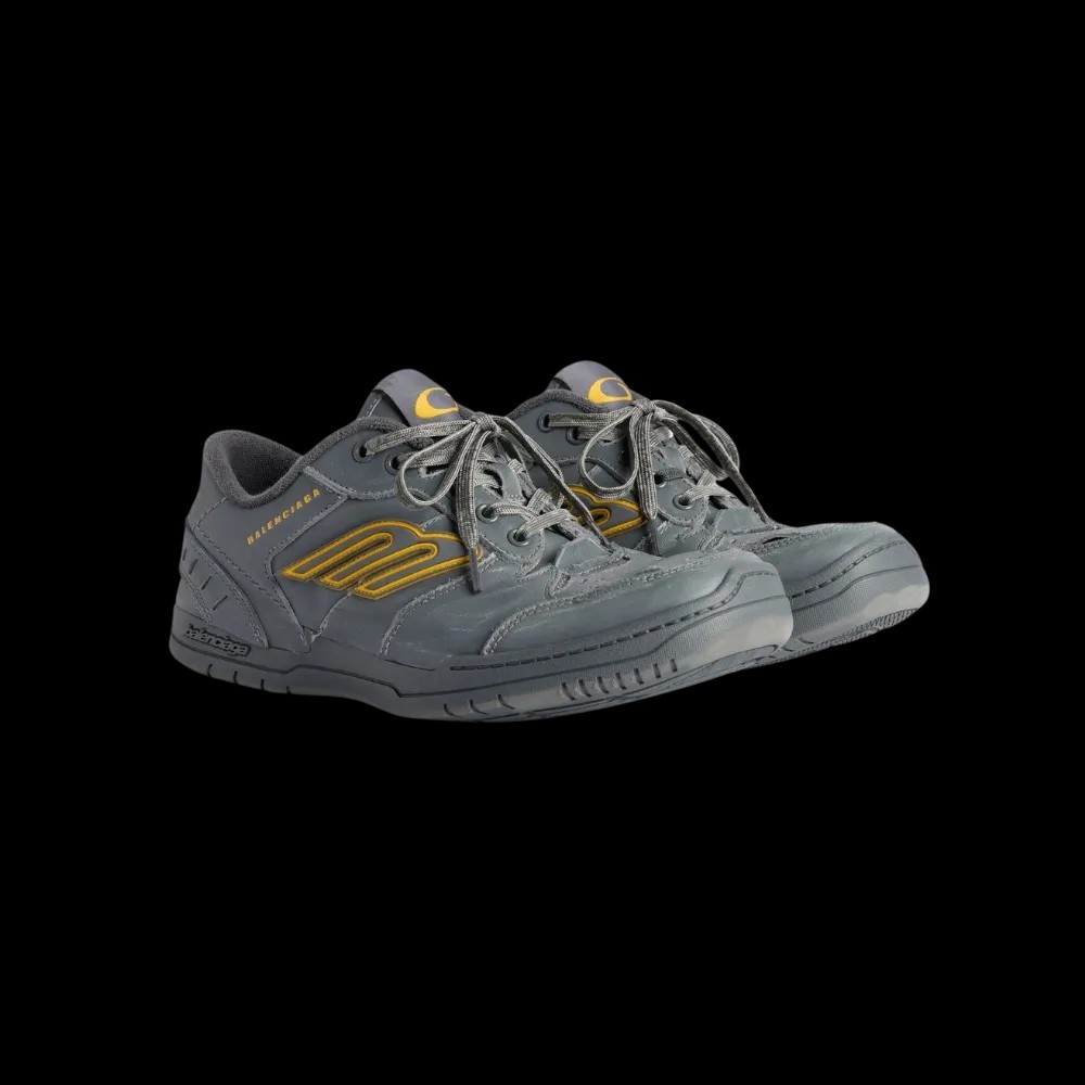 Balenciaga Hamptons Worn-Out Sneaker In Grey and Yellow - HypeFly India View 5