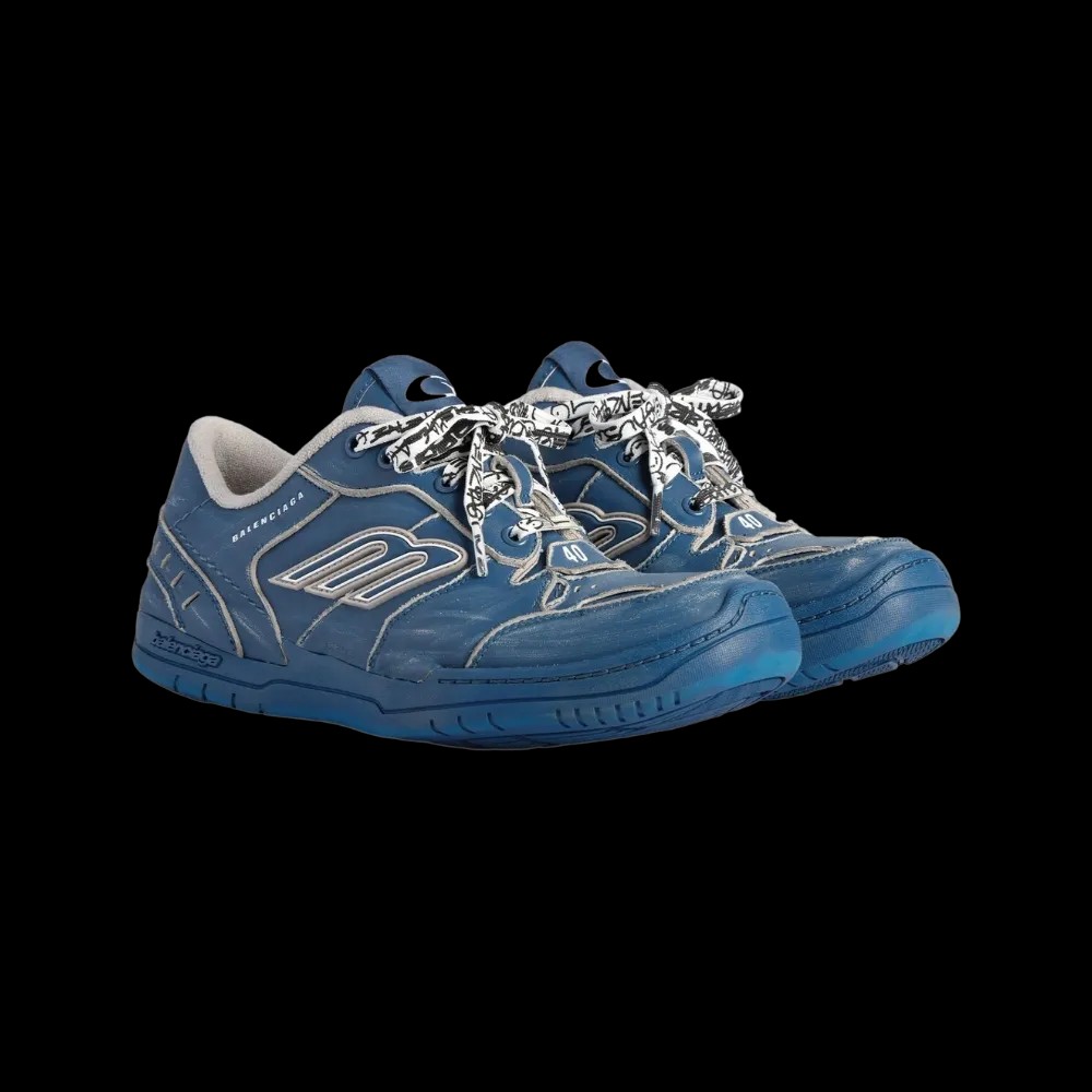 Balenciaga Hamptons Medium Worn-Out Sneaker In Navy - HypeFly India View 5