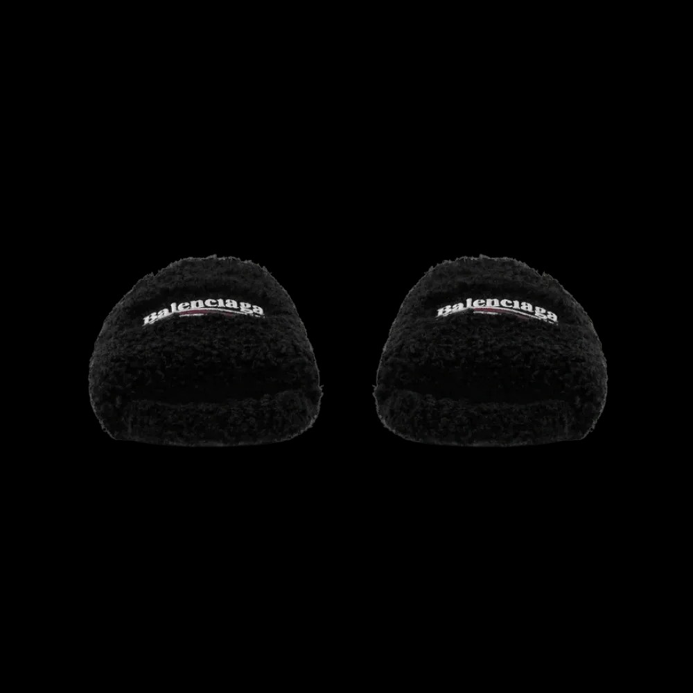 Balenciaga Furry Open Mule In Black - HypeFly India View 4