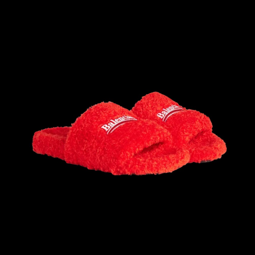Balenciaga Furry Open Mule In Pop Orange - HypeFly India View 5