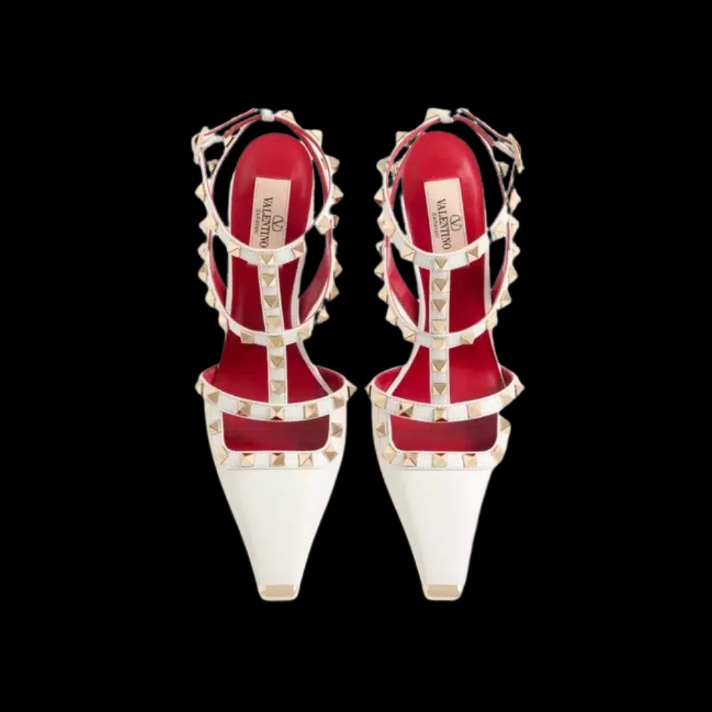 Valentino Rockstud Kidskin Pumps 100mm White - HypeFly India View 2
