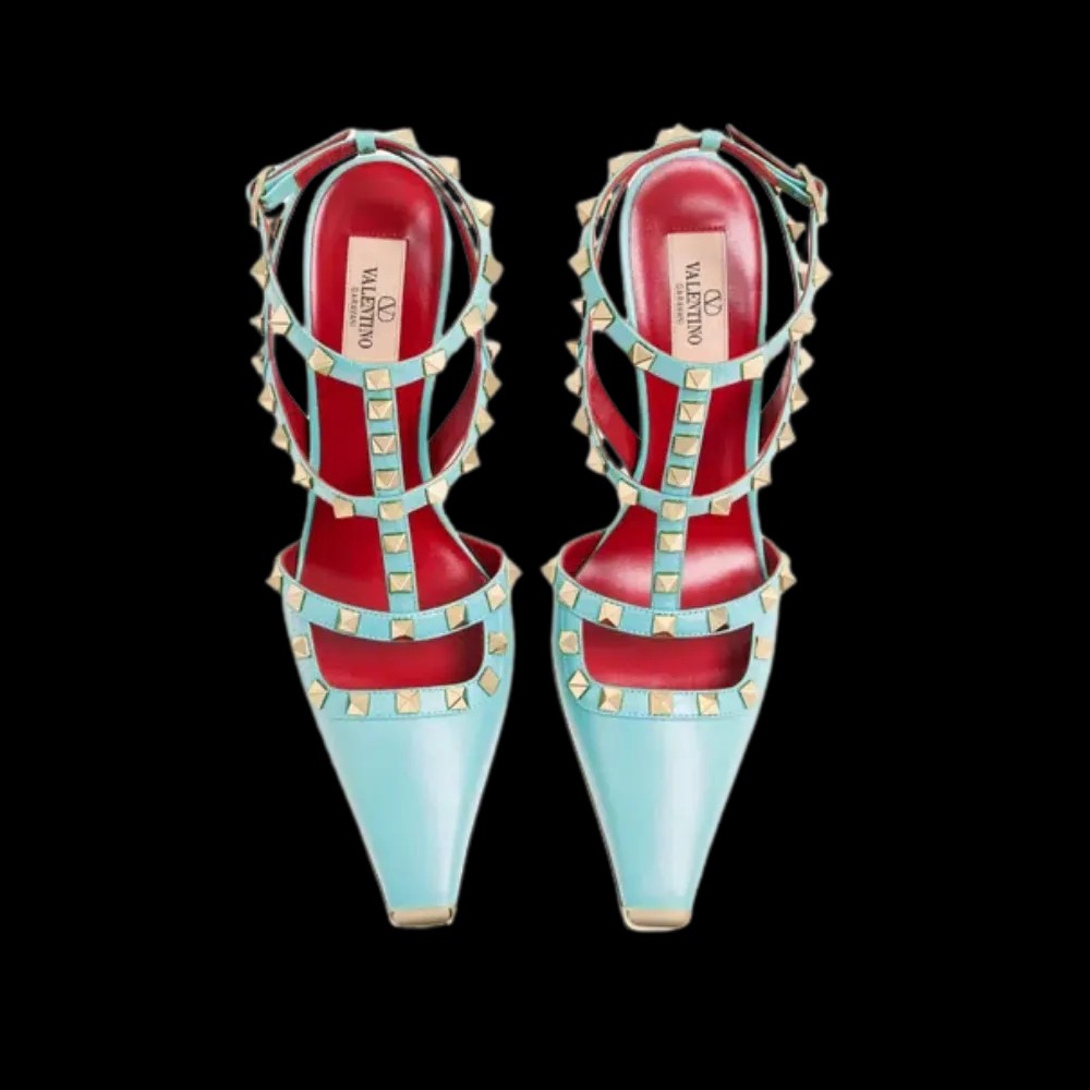 Valentino Rockstud Kidskin Pumps 100mm Azure - HypeFly India View 2