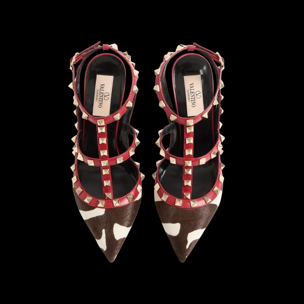 Valentino Rockstud Pumps In Pony-Effect Calfskin 100mm White - HypeFly India View 2