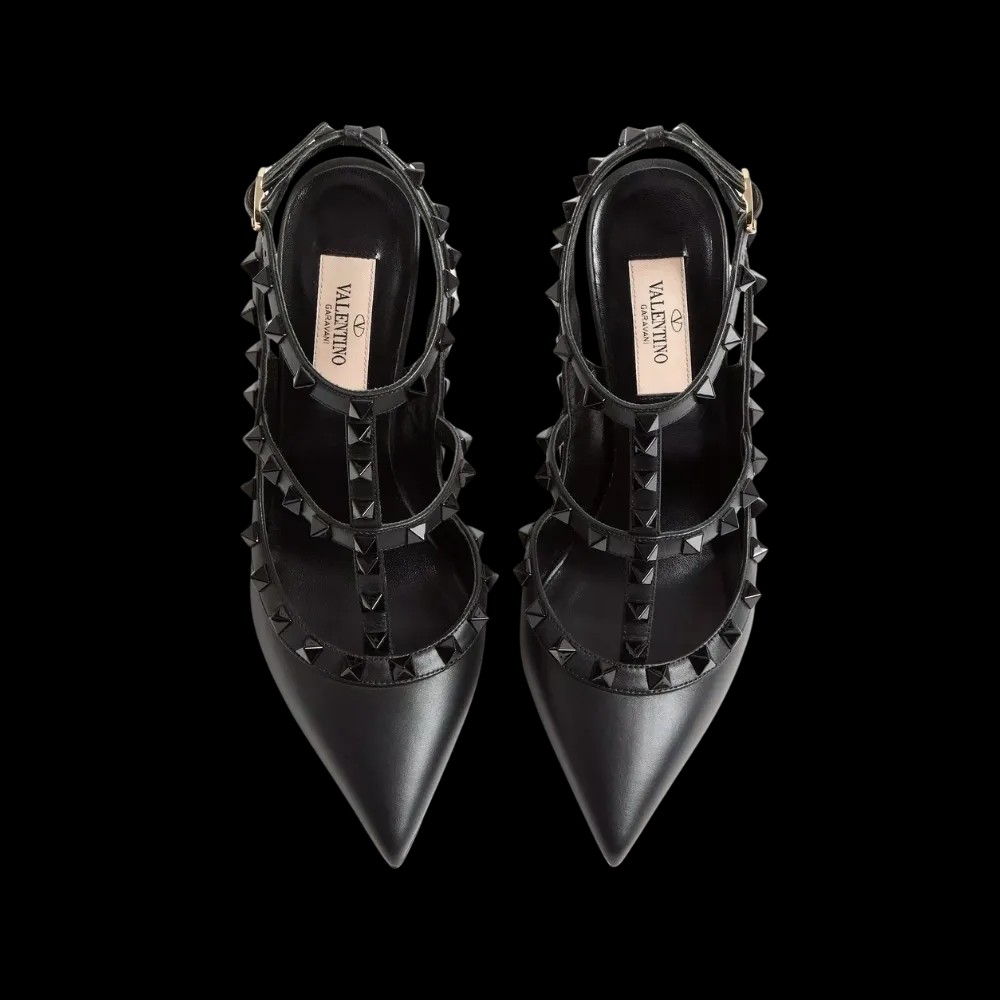 Valentino Rockstud Ankle Strap Pump With Tonal Studs 100mm Black - HypeFly India View 2