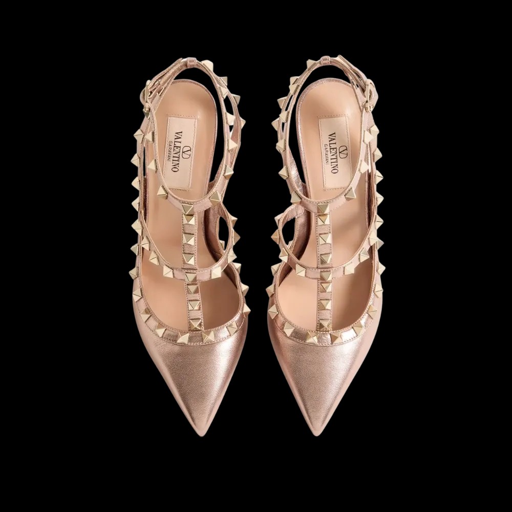 Valentino Rockstud Pump In Laminated Nappa Leather 100mm Rose Cannelle - HypeFly India View 2