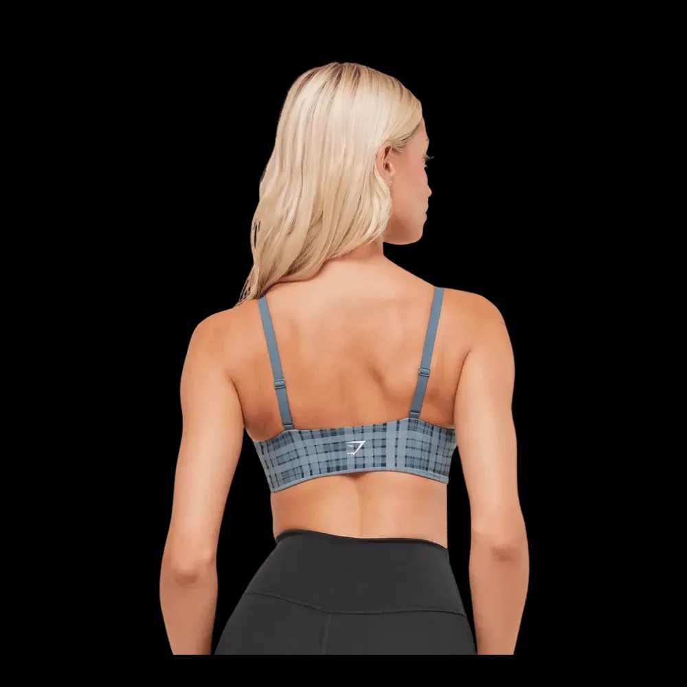 Gymshark Printed Twist Front Bralette Denim Grey - HypeFly India View 2