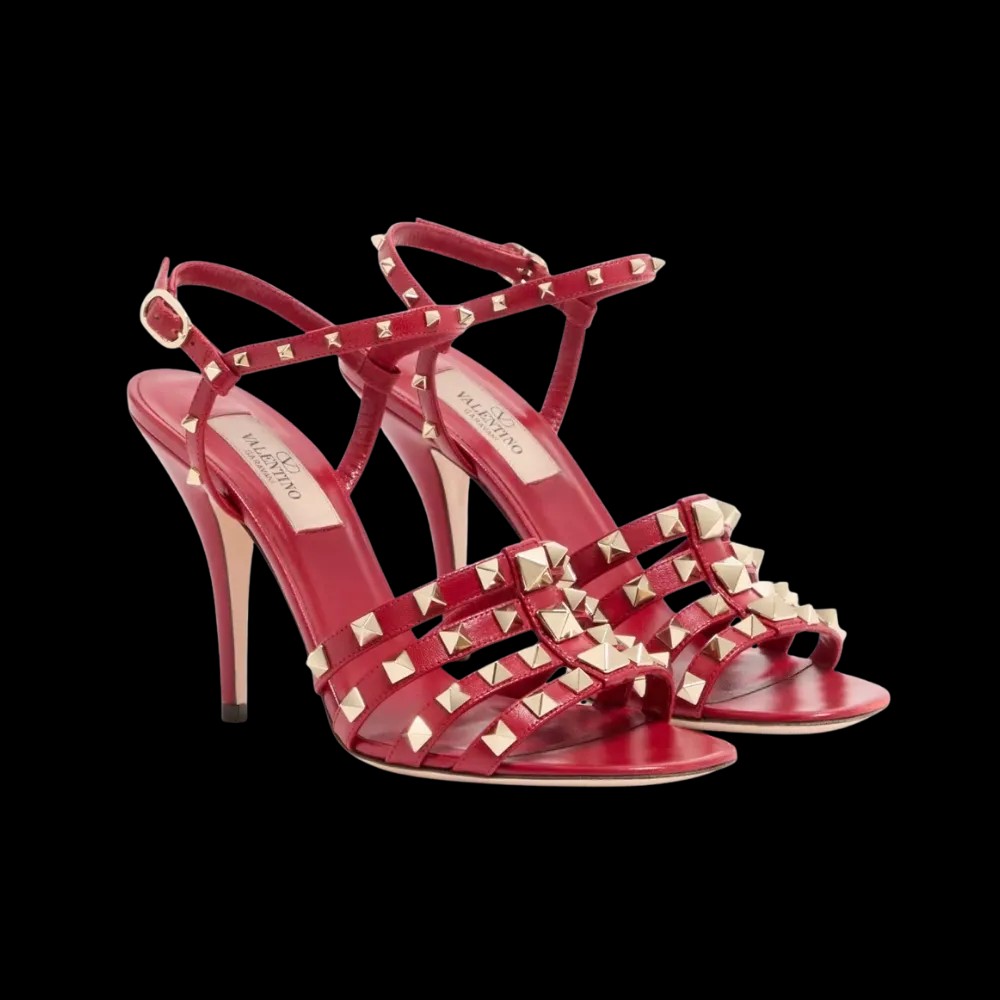 Valentino Rockstud Kidskin Sandal 100mm Red - HypeFly India View 3
