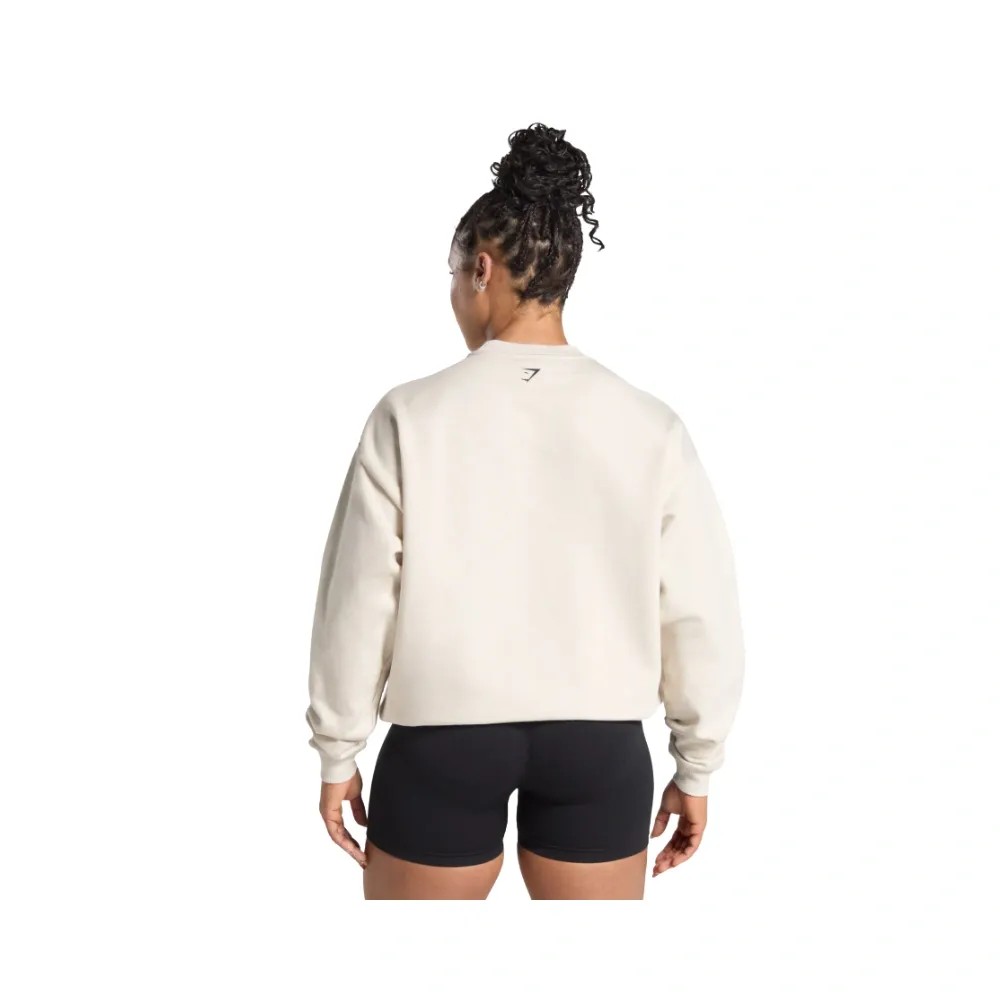 Gymshark Lifting Essentials Graphic Brushed Oversized Sweatshirt Oat White - HypeFly India View 2