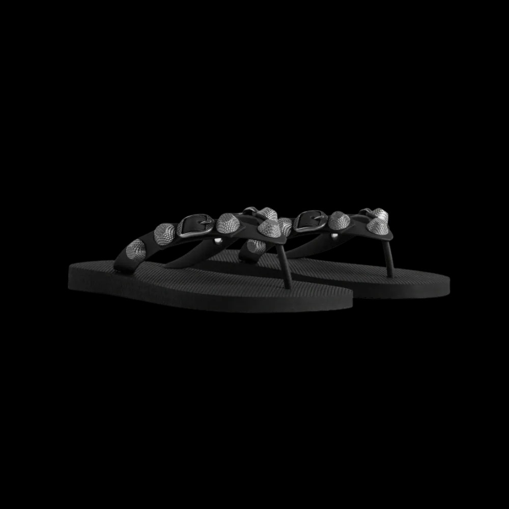 Balenciaga Cagole Thong Sandal In Black - HypeFly India View 5