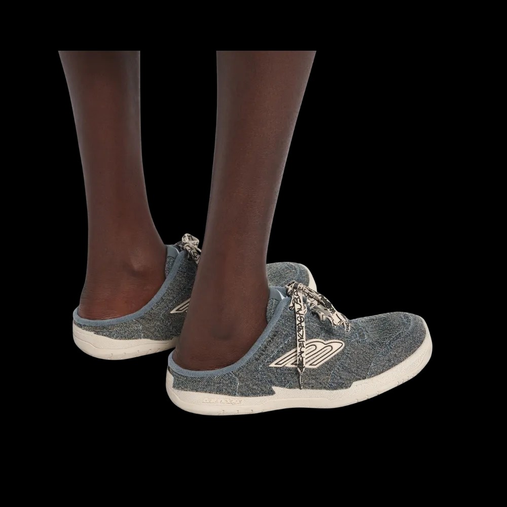 Balenciaga Hamptons Denim Mule In Off White - HypeFly India View 4