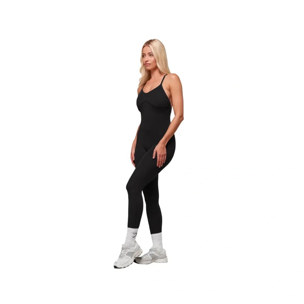 Gymshark Strappy All in One Full length Bodysuit Black/White - HypeFly India View 3