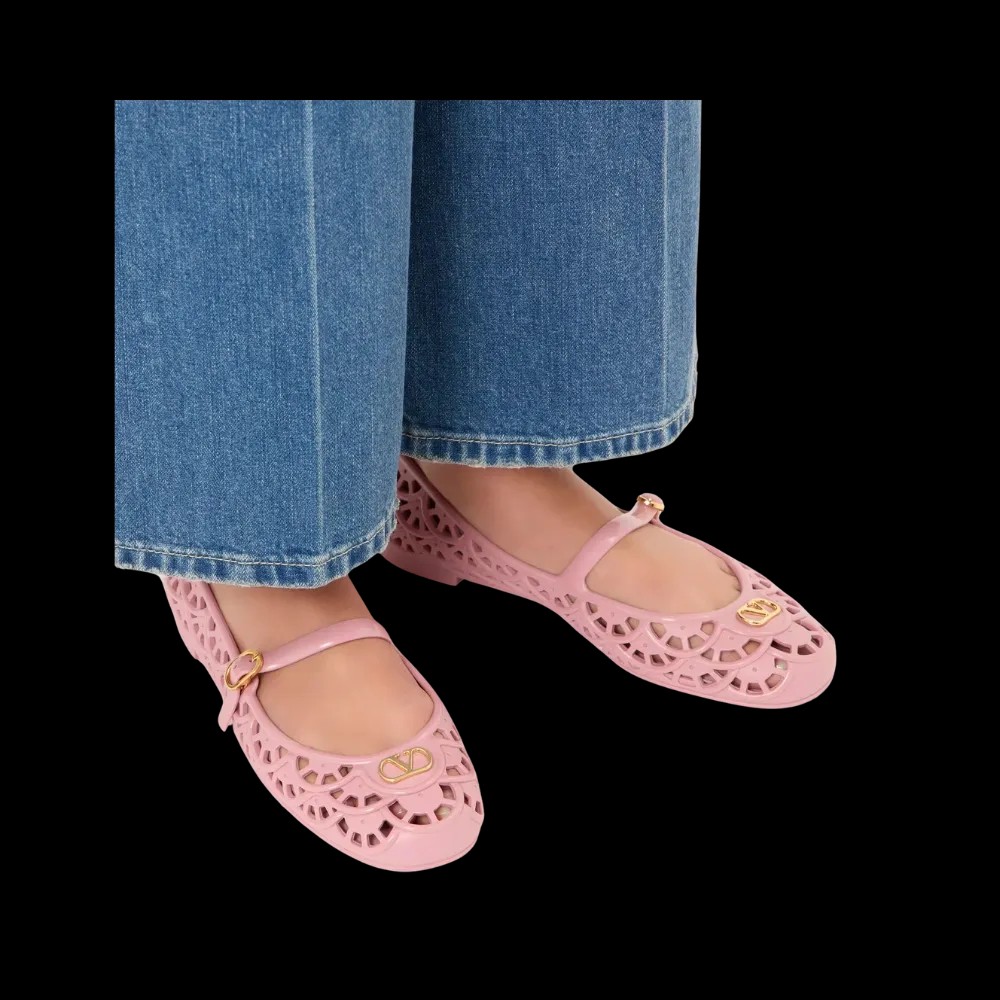 Valentino Ondette Rubber Ballerina With Scallop Pattern 05mm Pink - HypeFly India View 4