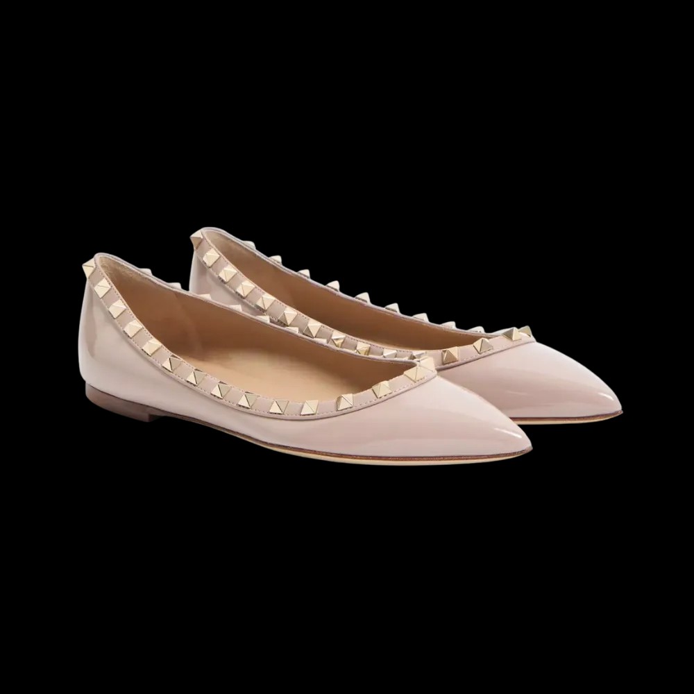 Valentino Patent Rockstud Ballet Flat Poudre - HypeFly India View 2