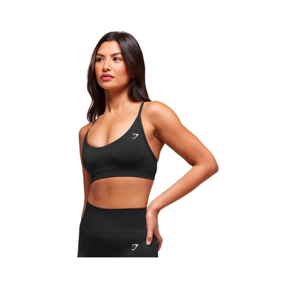Gymshark Everyday Seamless Racerback Sports Bra - Light Support Black - HypeFly India View 3
