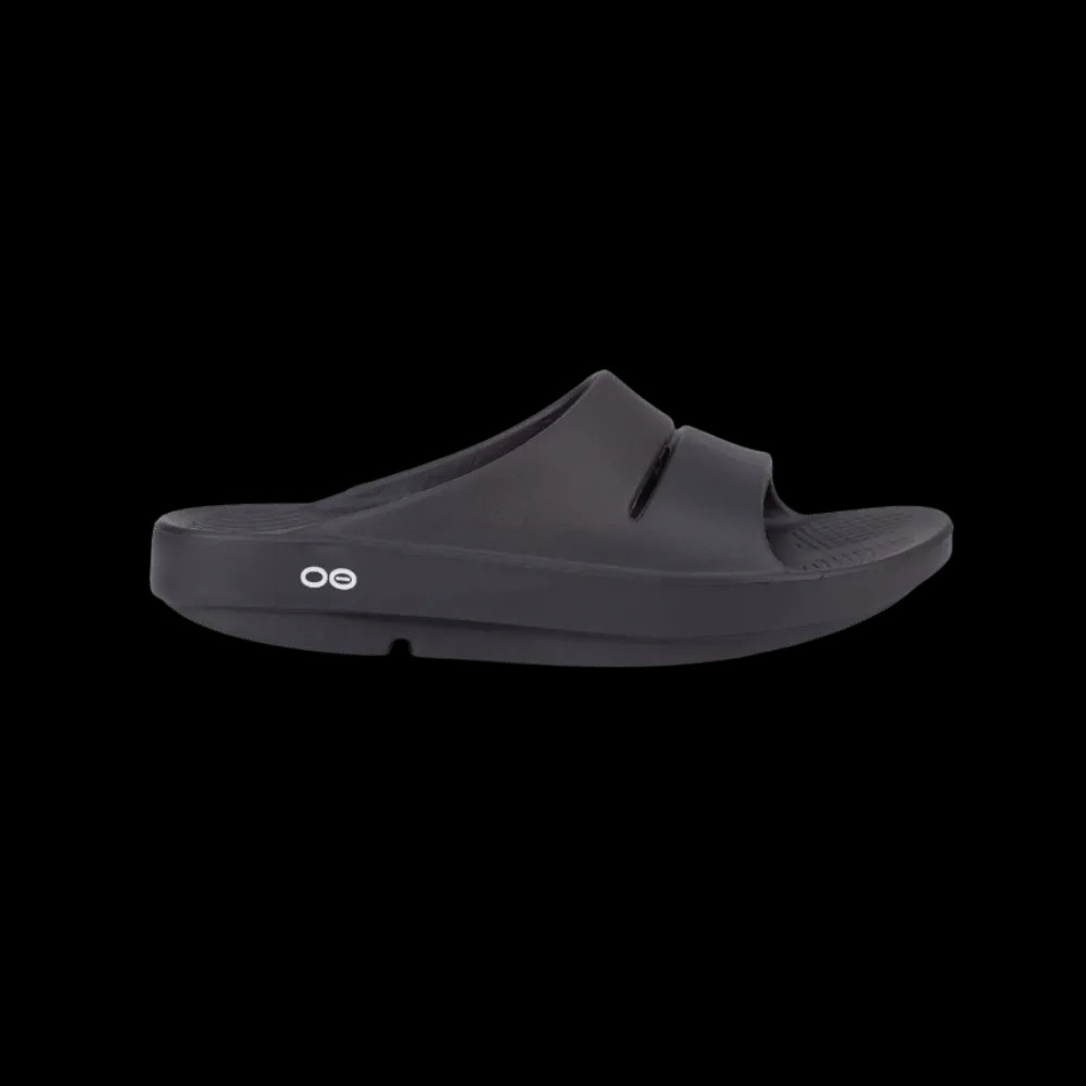 Oofos OOahh Slide Sandal Black - HypeFly India View 1