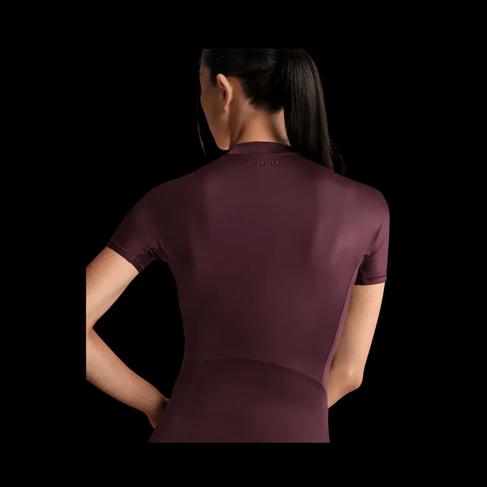 Nike X Skims Shine Women's Mock-Neck Short-Sleeve Top CURRANT - HypeFly India View 2