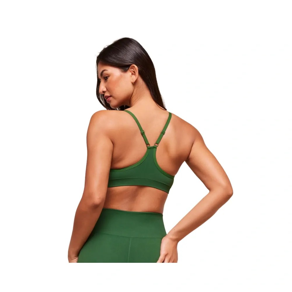 Gymshark Everyday Seamless Racerback Sports Bra - Light Support Athletic Green - HypeFly India View 2